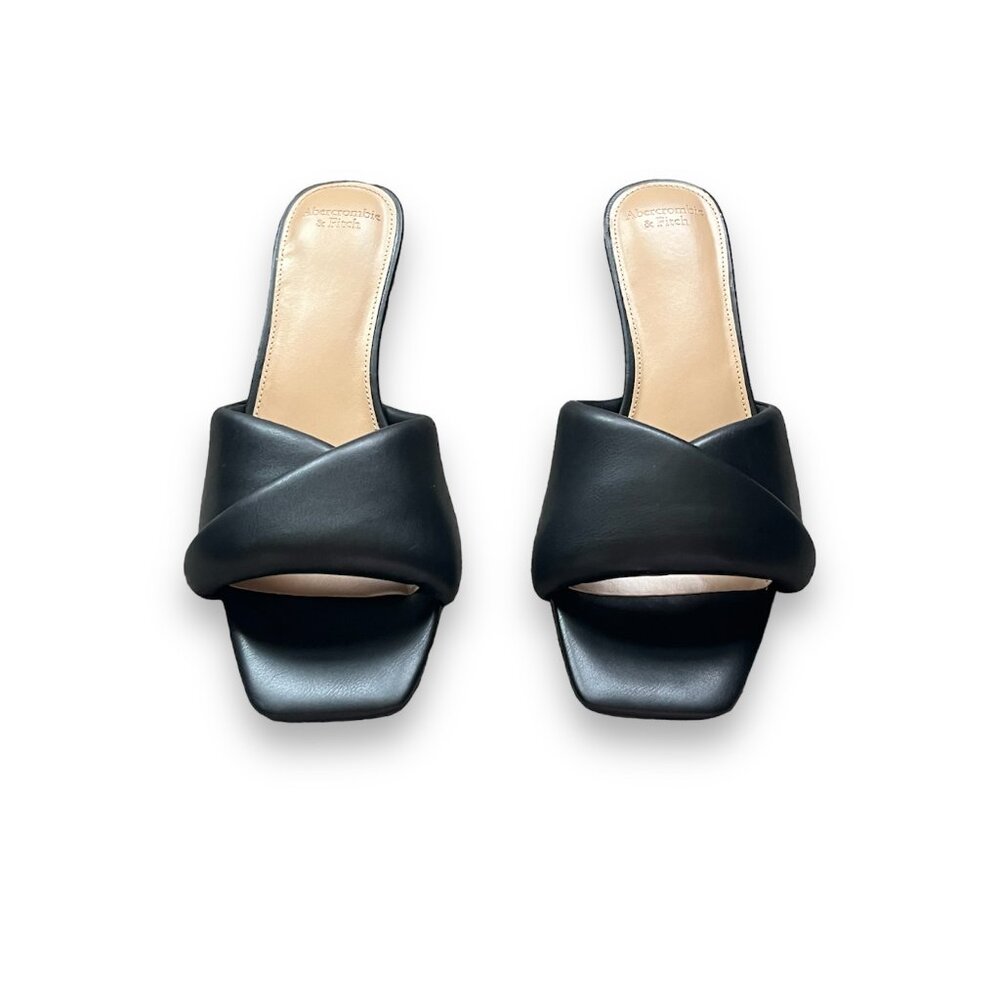 Abercrombie & Fitch Black Pillow Slide Square Toe Kitten Heels - US sz 9